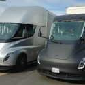 Tesla semi trucks on the road